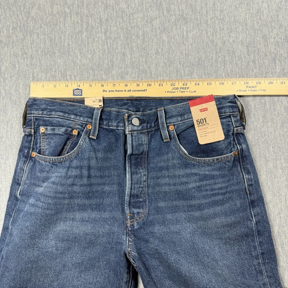Levi's Shorts Womens W33 Blue 501 High Rise Mid Thigh 100% Cotton Denim Cut Off